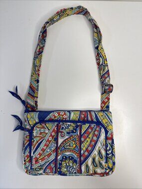 Vera Bradley Retired Marina Paisley Quilted Crossover bag with Zipper Accent
